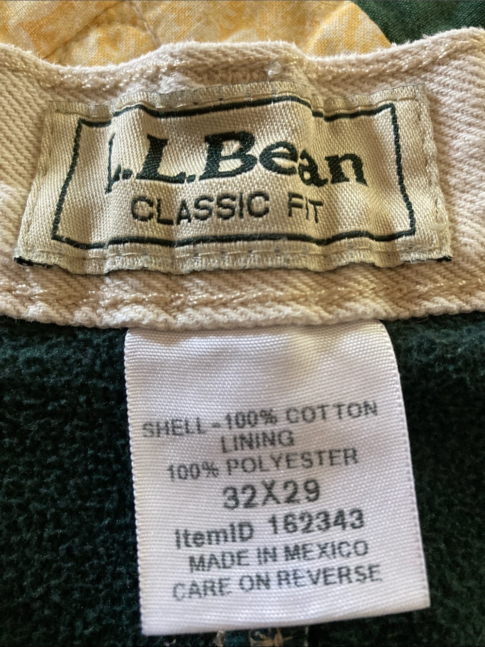LLBEAN men’s 32-29 cream classic 5 pocket fleece lined jeans outdoors work wear - Picture 3 of 8